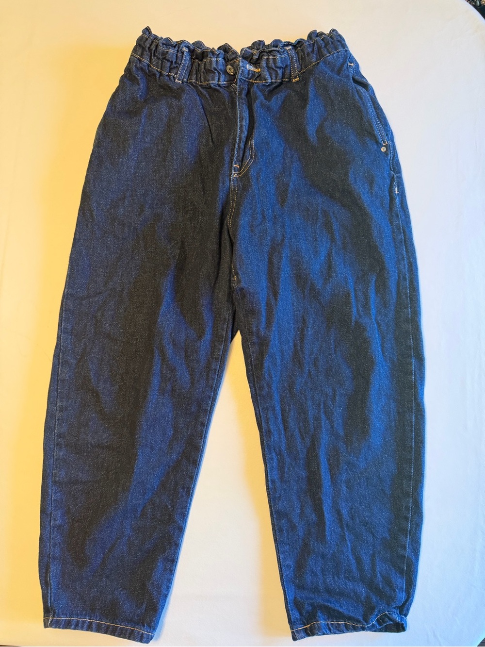 Zara women's paperbag Waist Dark Blue Jeans size 10